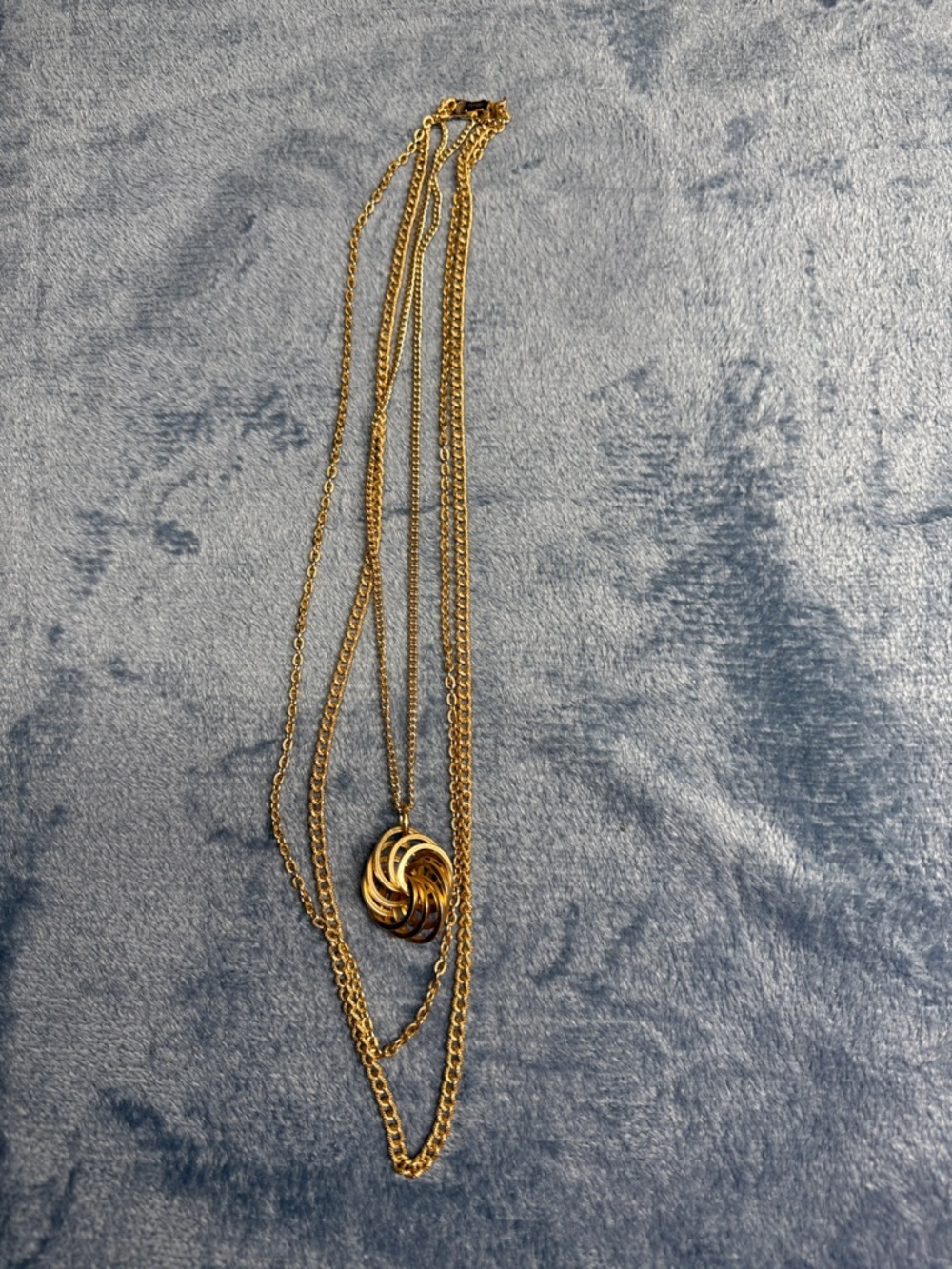 Vintage Gold Multi-Chain Swirl Pendant Necklace - Women Jewelry